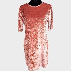 Crushed Velvet Bodycon Dress Size Medium Peach Pink Short Pastel Whimsigoth